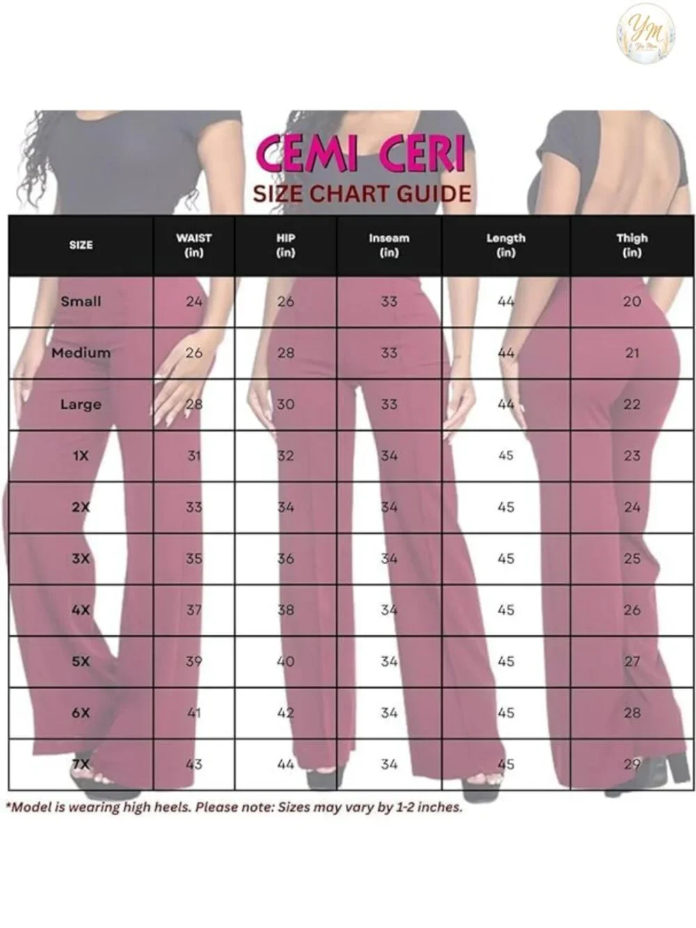 Wide Leg High Waist Dress Pants Stretch Pull On Work Casual Slacks